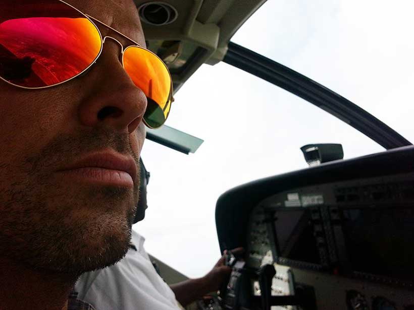 Inspecting the Caribbean from the air