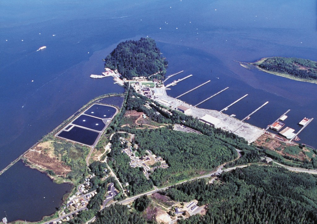 Aerial view of Tongue Point in Astoria, Oregon